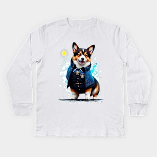 Whimsical Corgi in Magical School Uniform Kids Long Sleeve T-Shirt